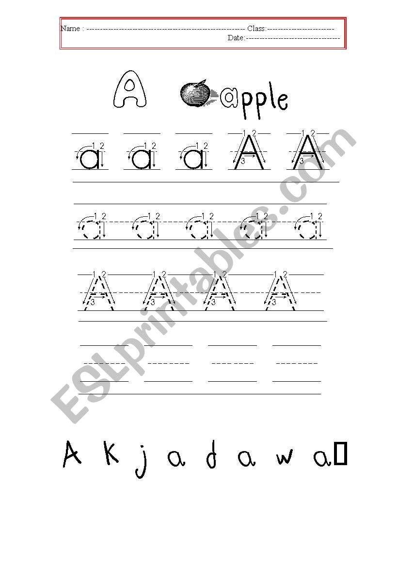 Alphabet ( a) worksheet
