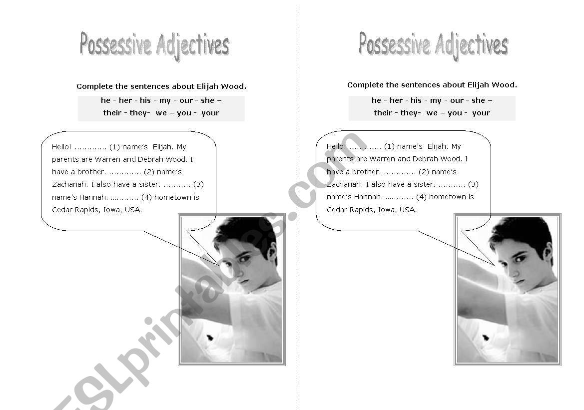 Possessive adjectives worksheet