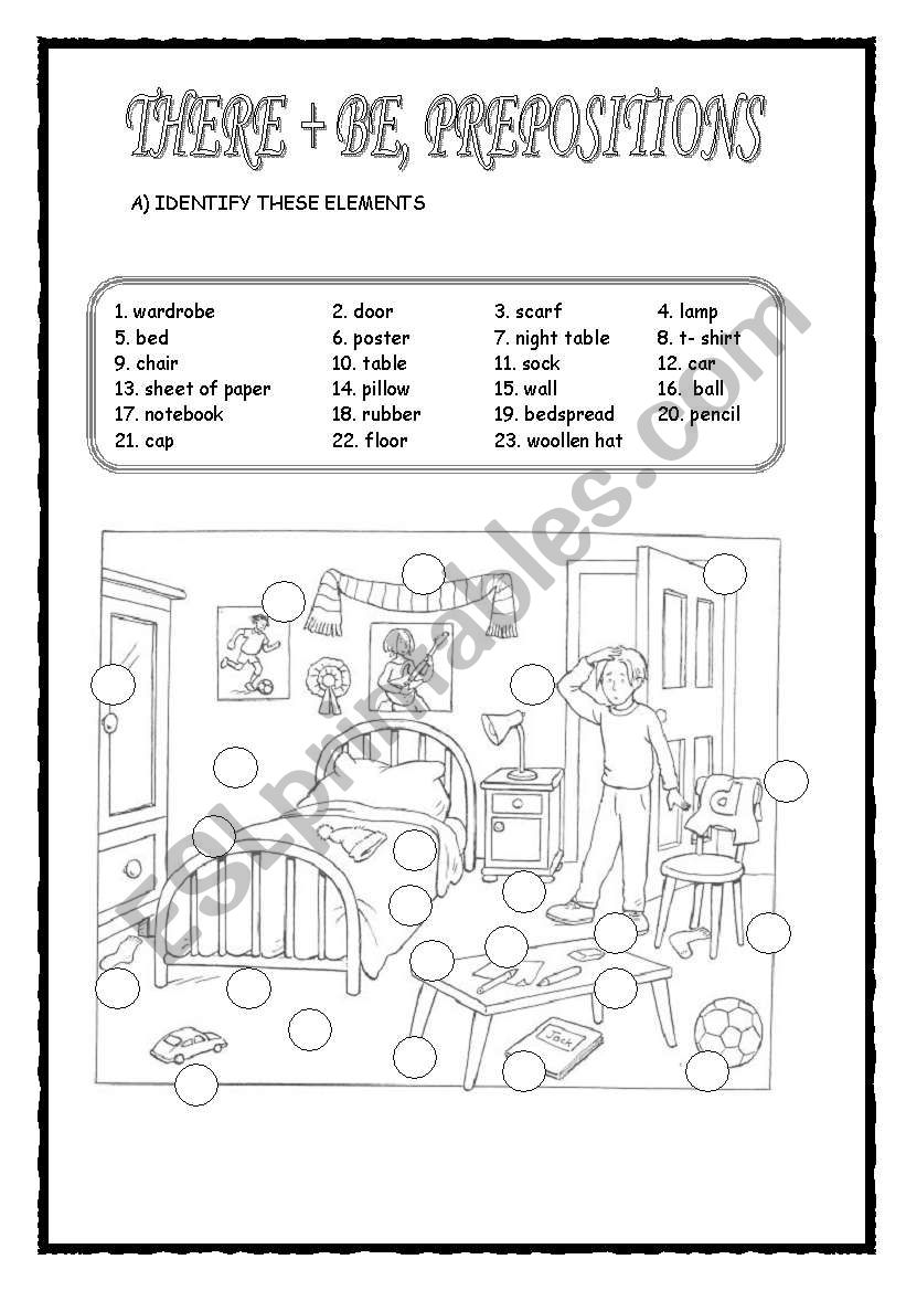 there + be/ prepositions worksheet