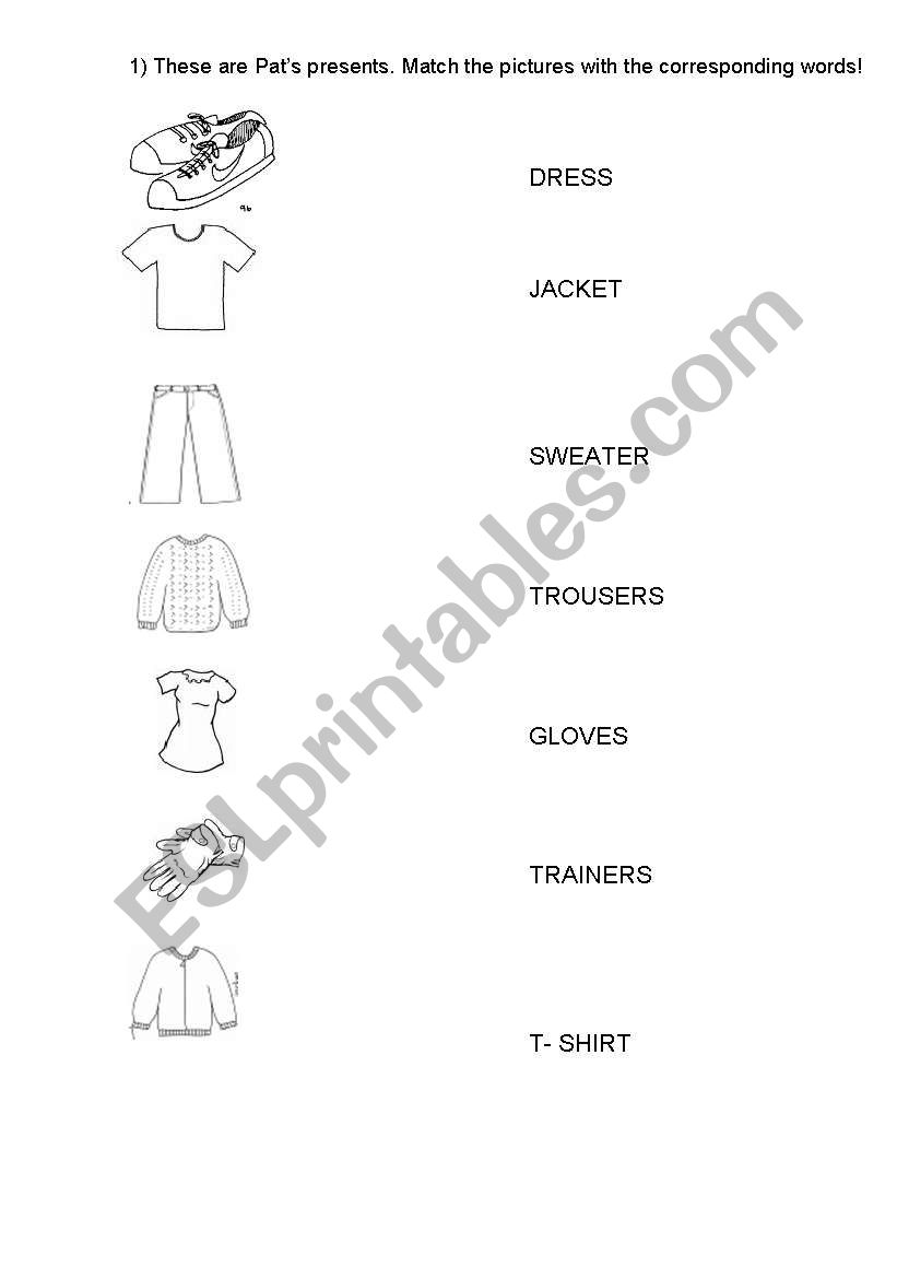 Clothes- matching worksheet