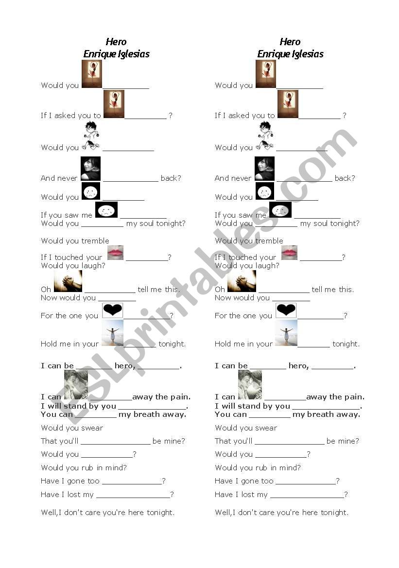 Hero - Enrique Iglesias worksheet