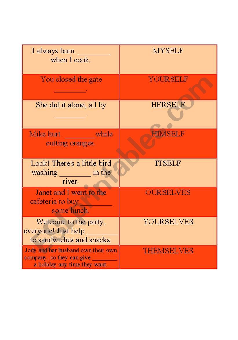 Reflexive Pronouns worksheet