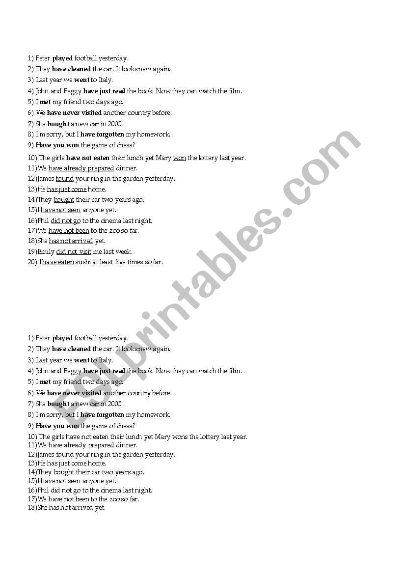 explanation simple past/present perfect