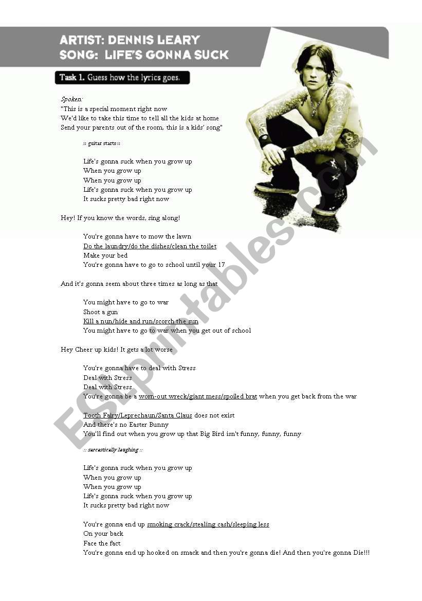 Lyrics & Exercises: Denis Leary - When you grow up