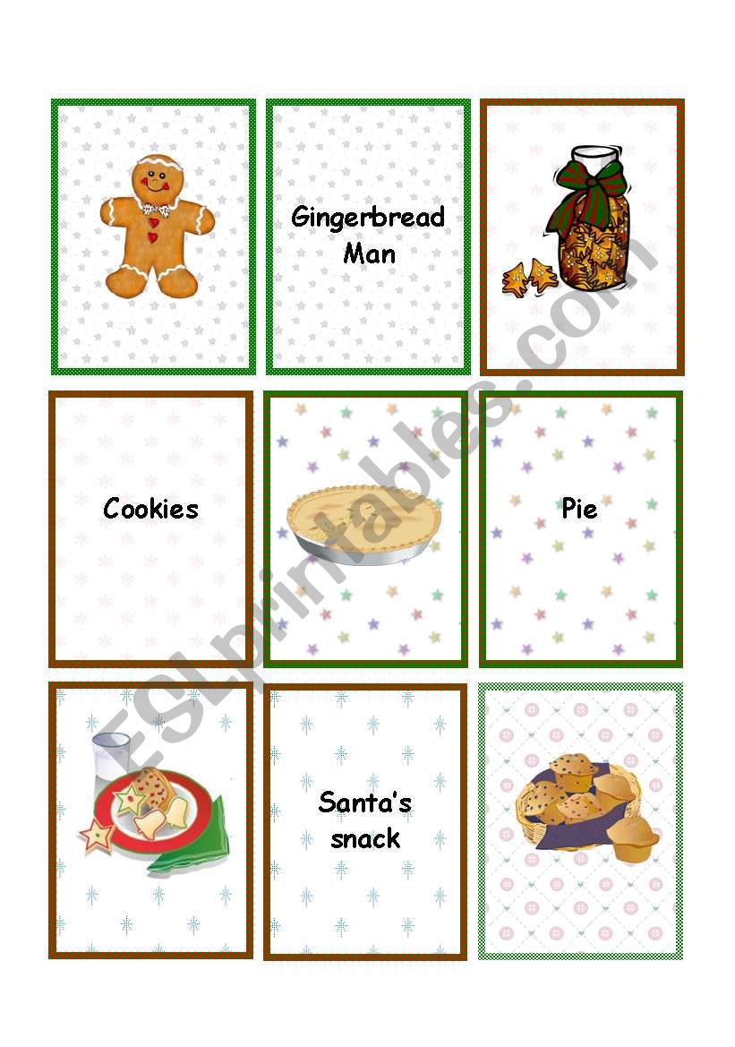 Christmas Food Cards worksheet