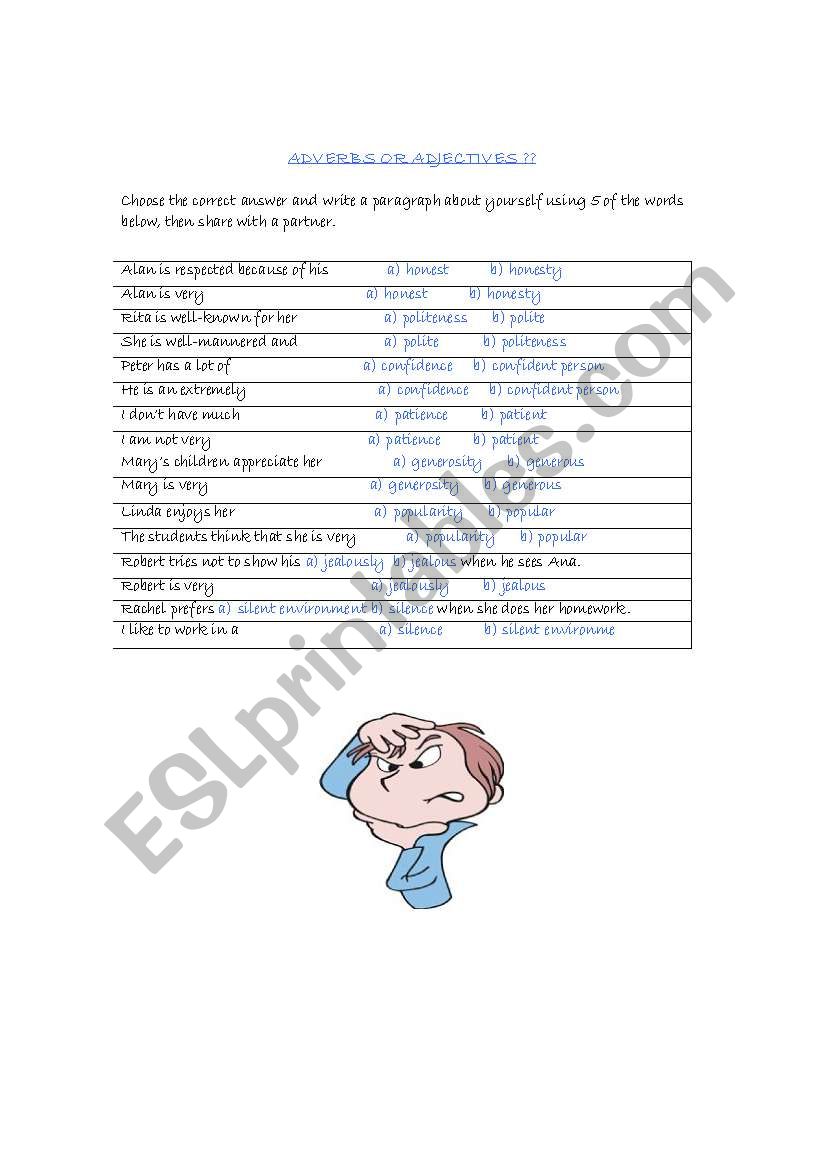 Adverbs or Adjectives?? worksheet