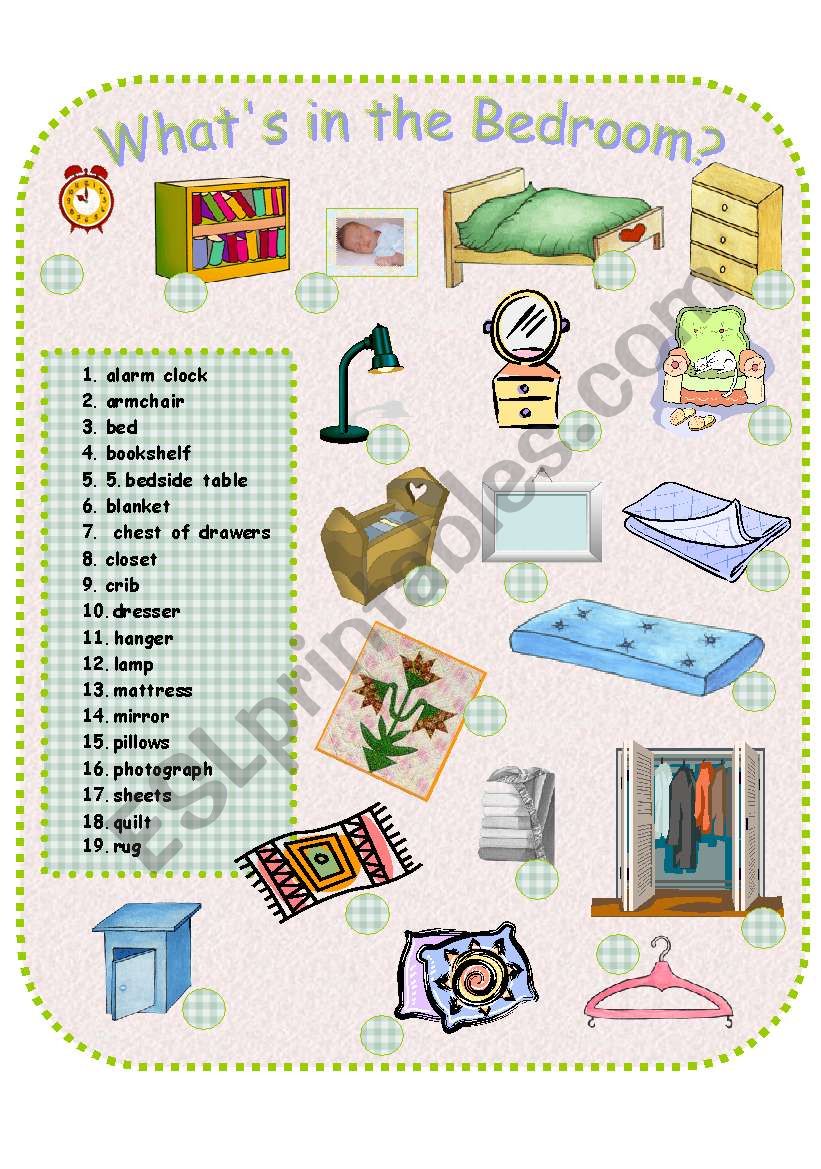WhatÂ´s in the Bedroom? worksheet
