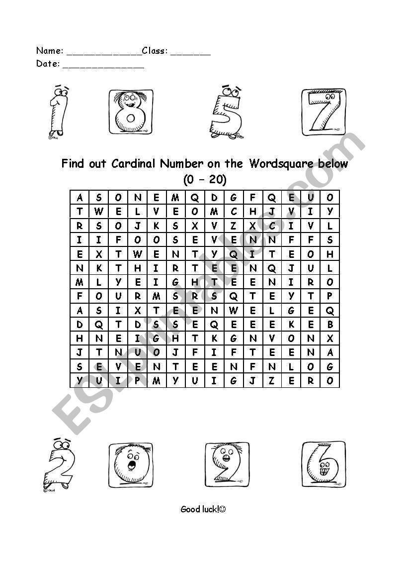 Finding cardinal numbers (1-20)