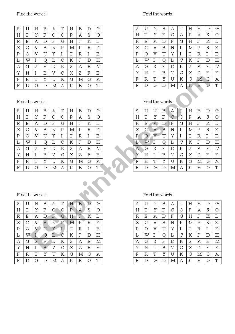 summer activities worksheet