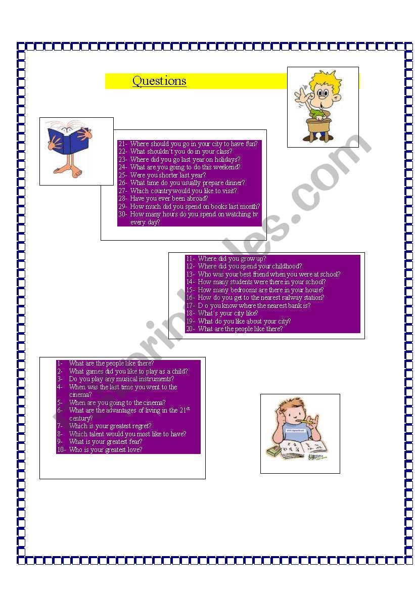 50 QUESTIONS worksheet