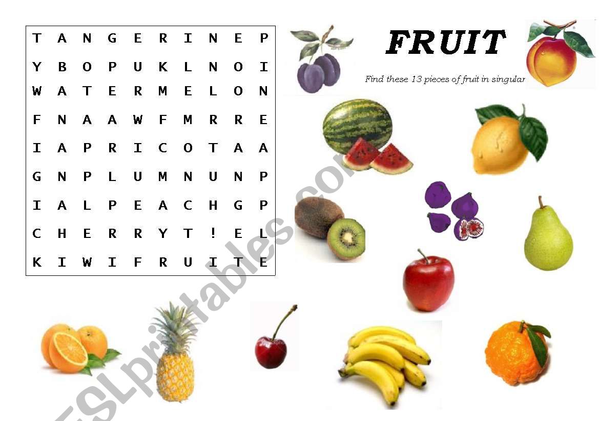 Fruit Crossword  worksheet