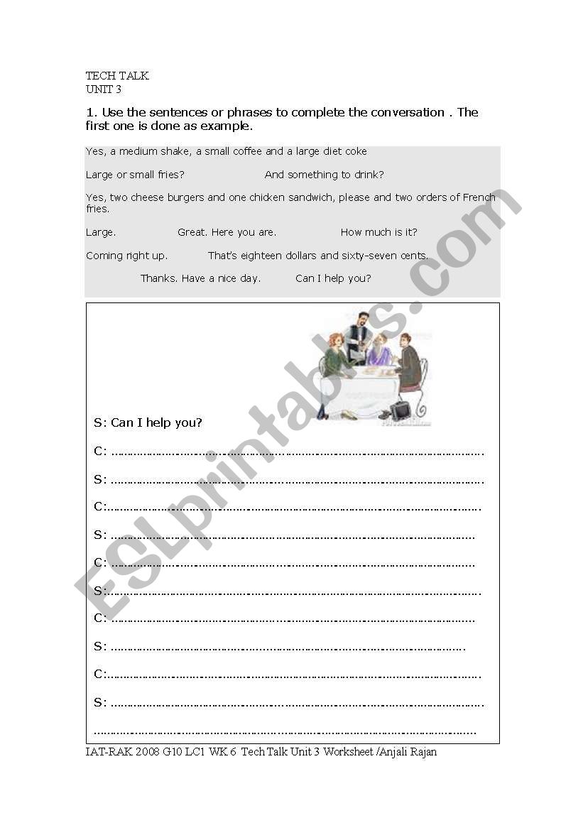 role play worksheet