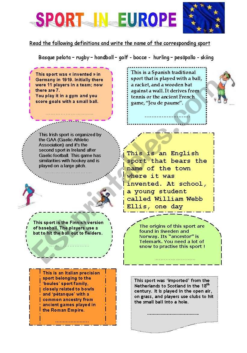 SPORT IN EUROPE worksheet