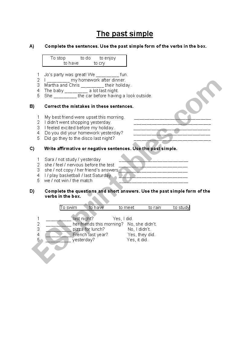 The past simple  worksheet