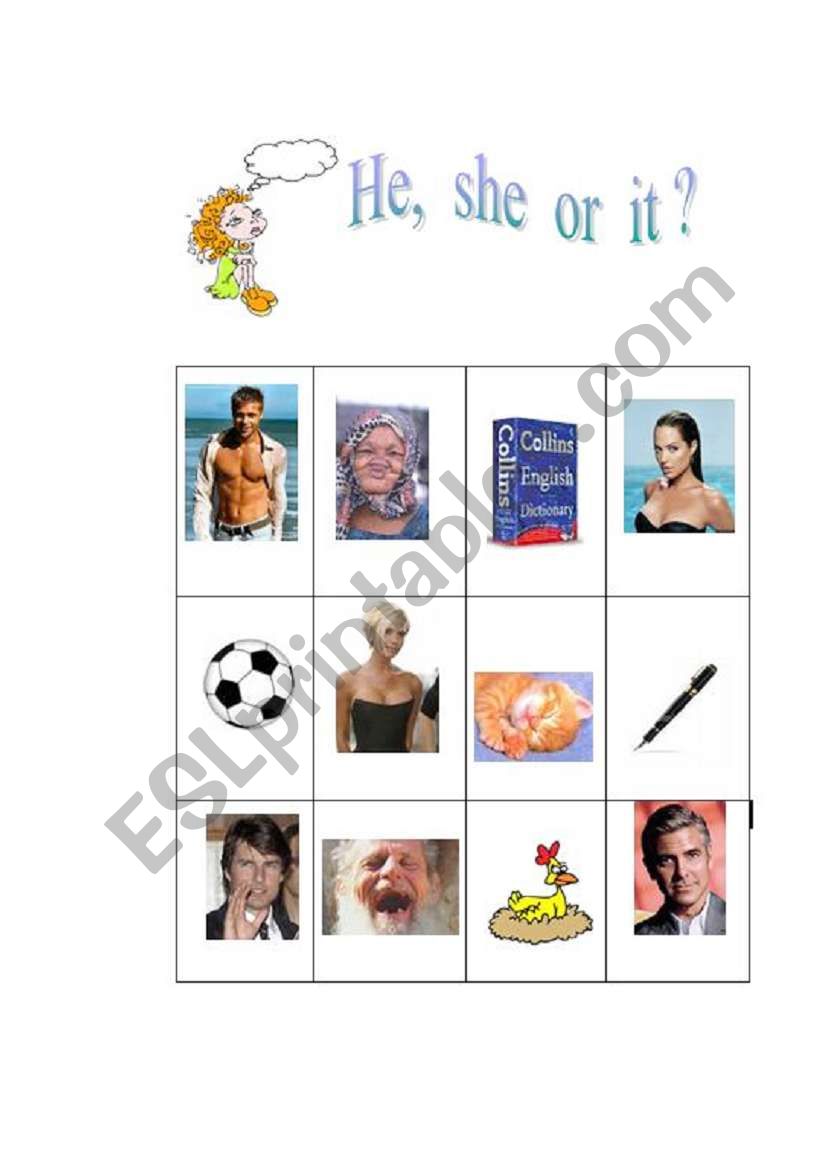 He, she or it? worksheet