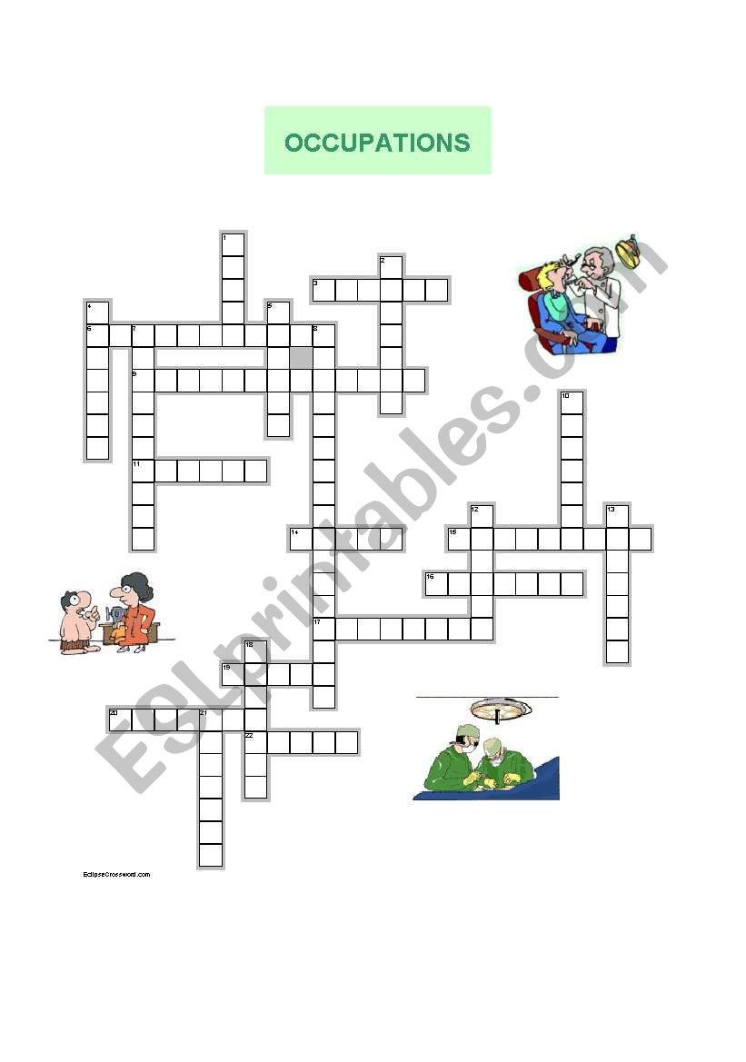 OCCUPATIONS - CROSSWORD worksheet