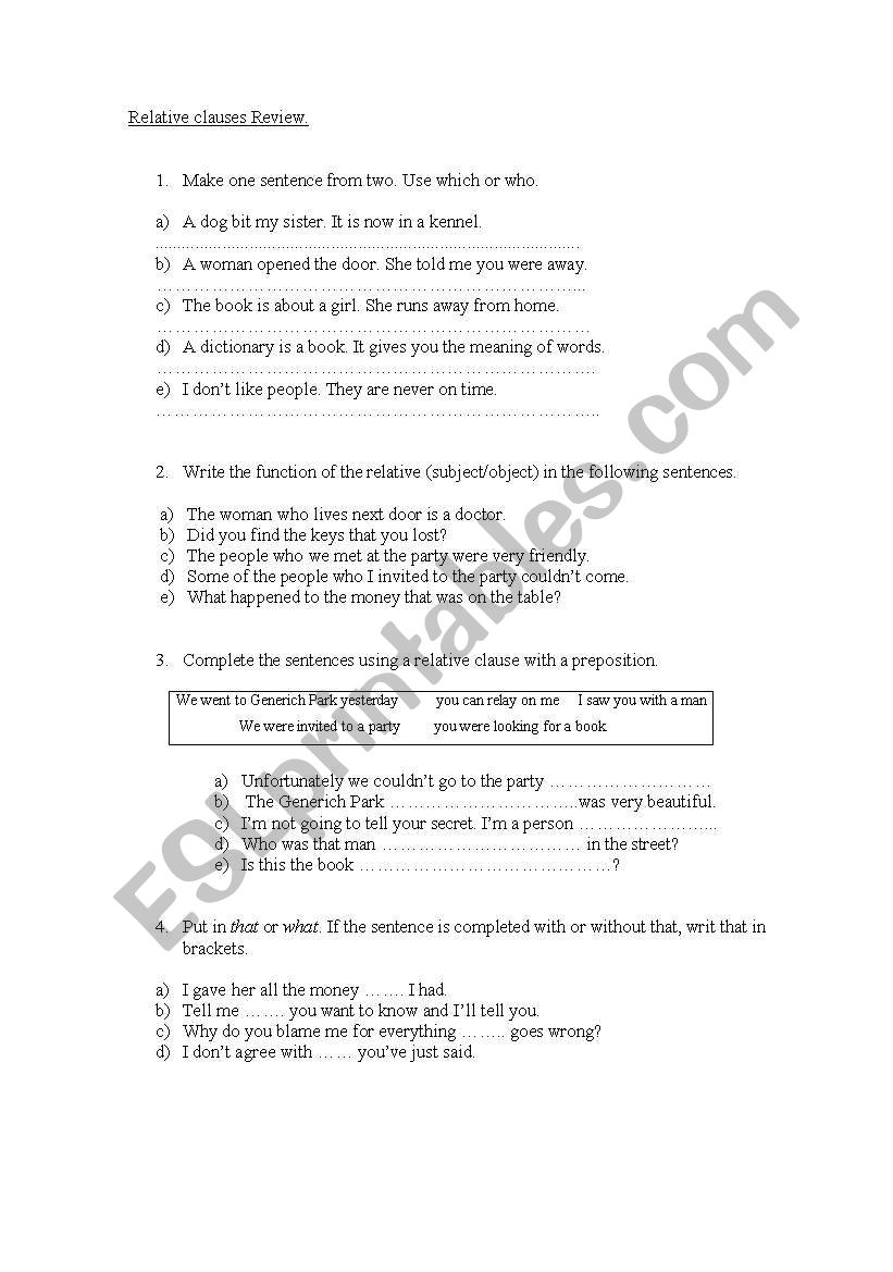 for reviewing relative clauses 1