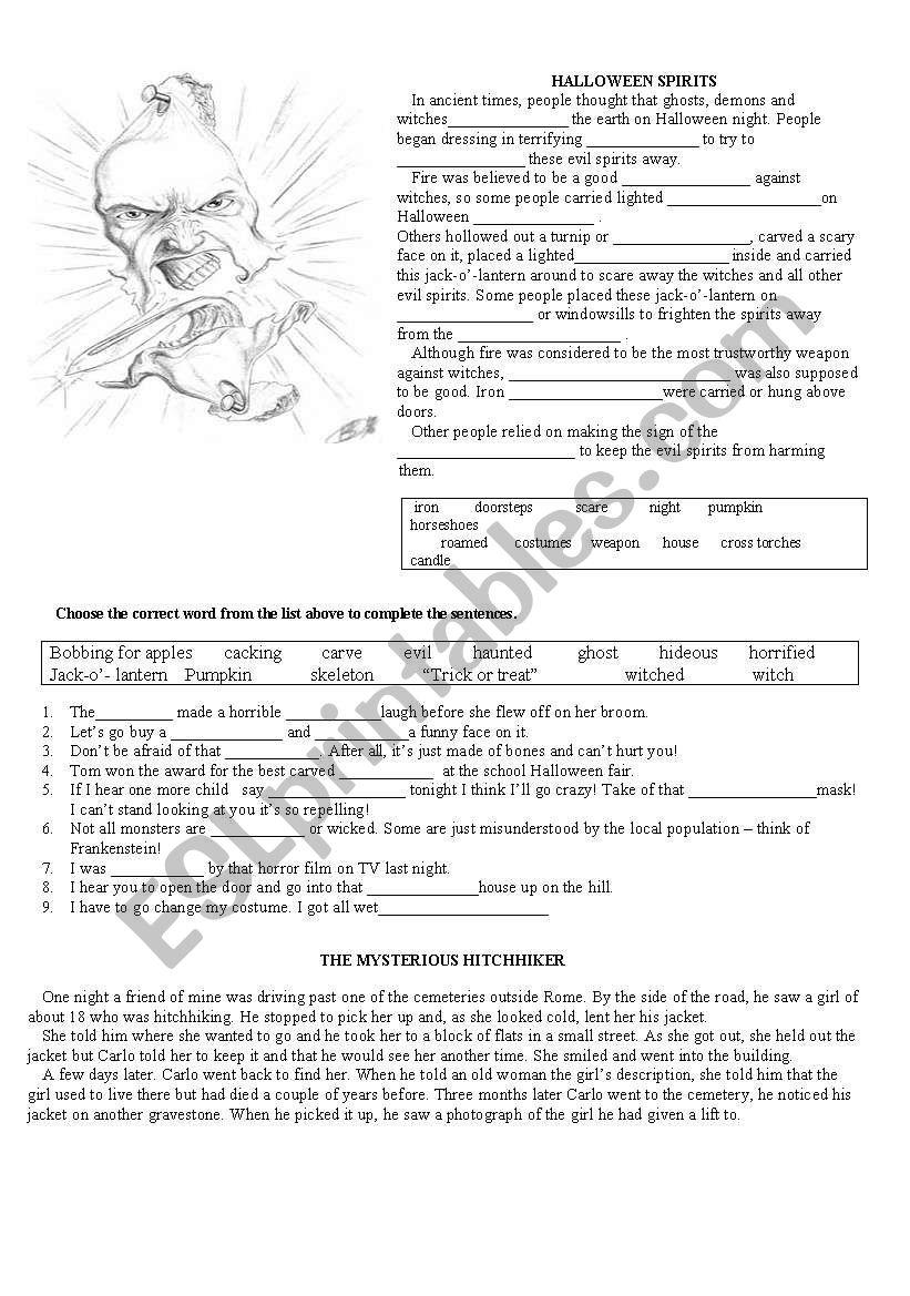 Halloween reading worksheet