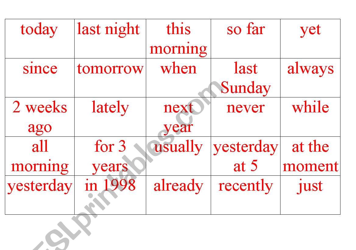 Tenses Game worksheet