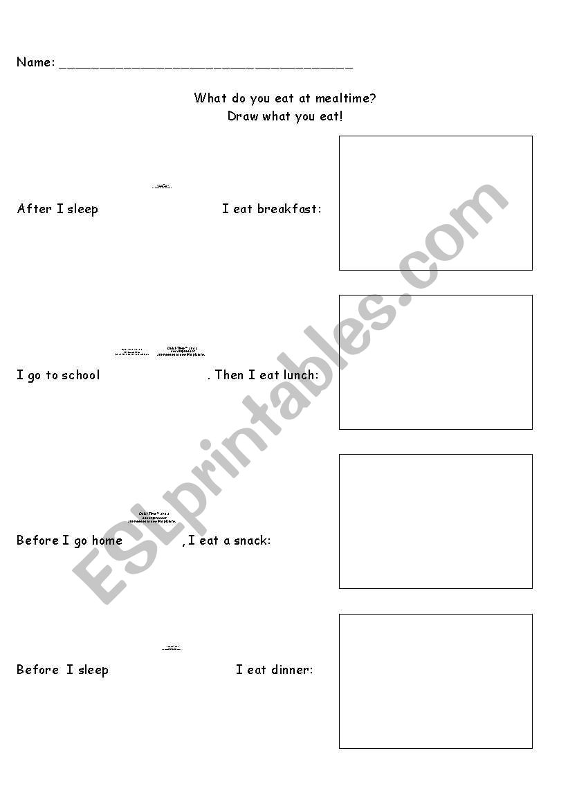What do you eat at mealtime? worksheet