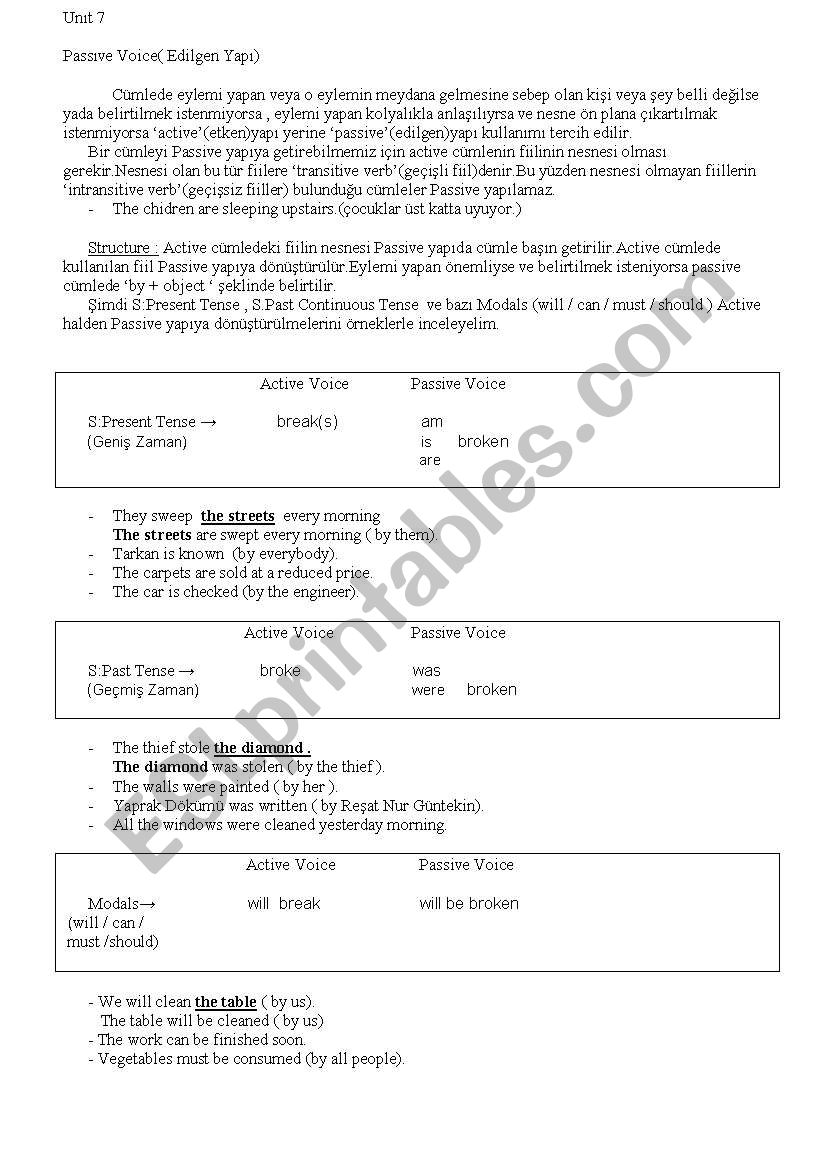 Passive Voice worksheet