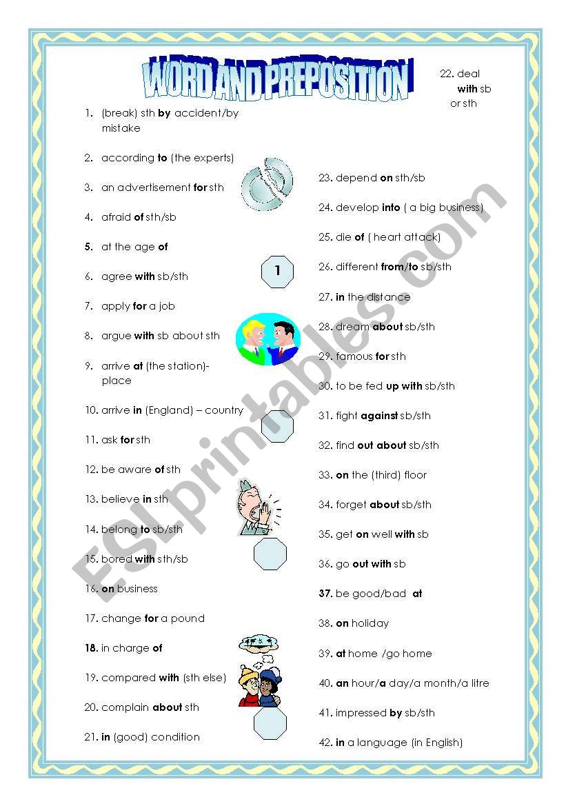 Word and preposition worksheet