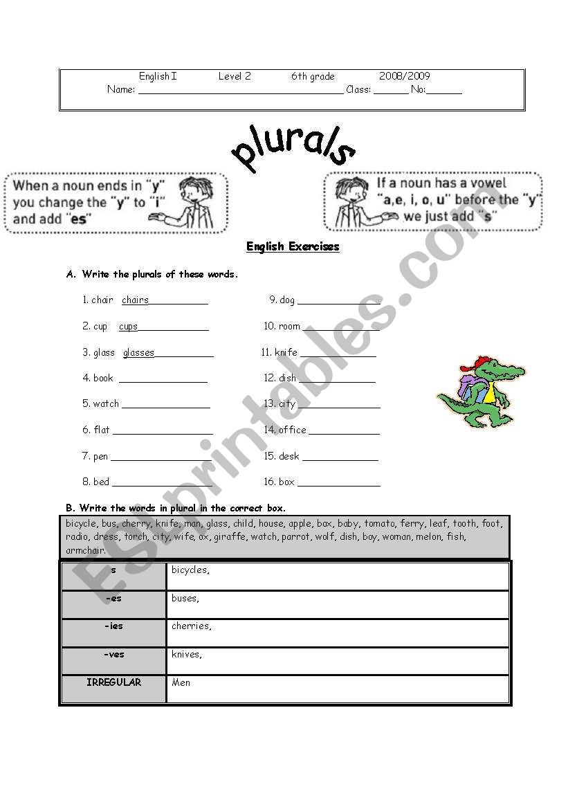 plurals worksheet