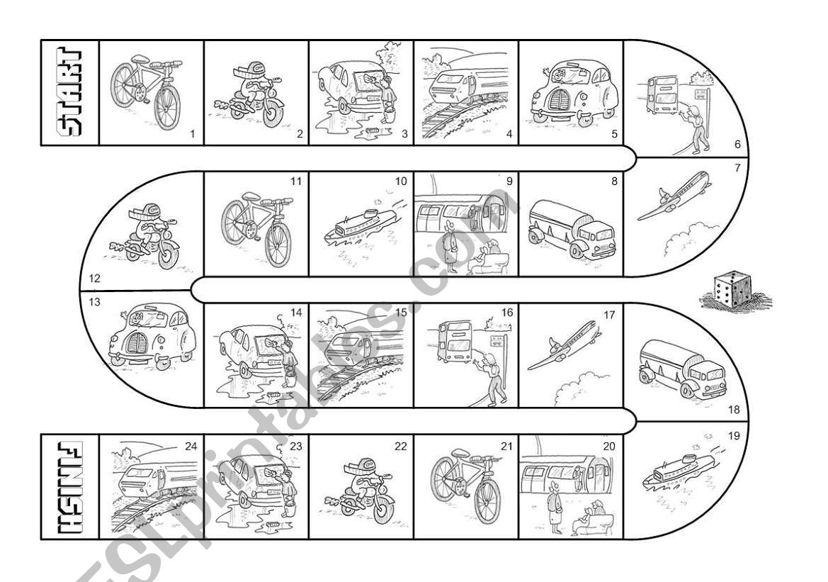 Means of Transport Board Game worksheet