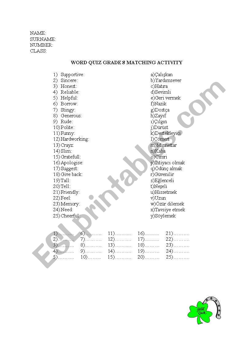 quiz worksheet