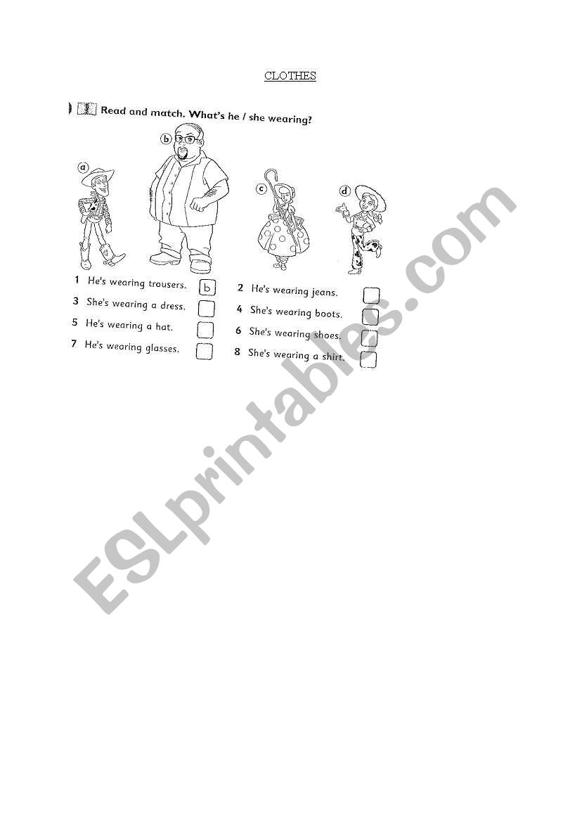clothes matching exercise worksheet