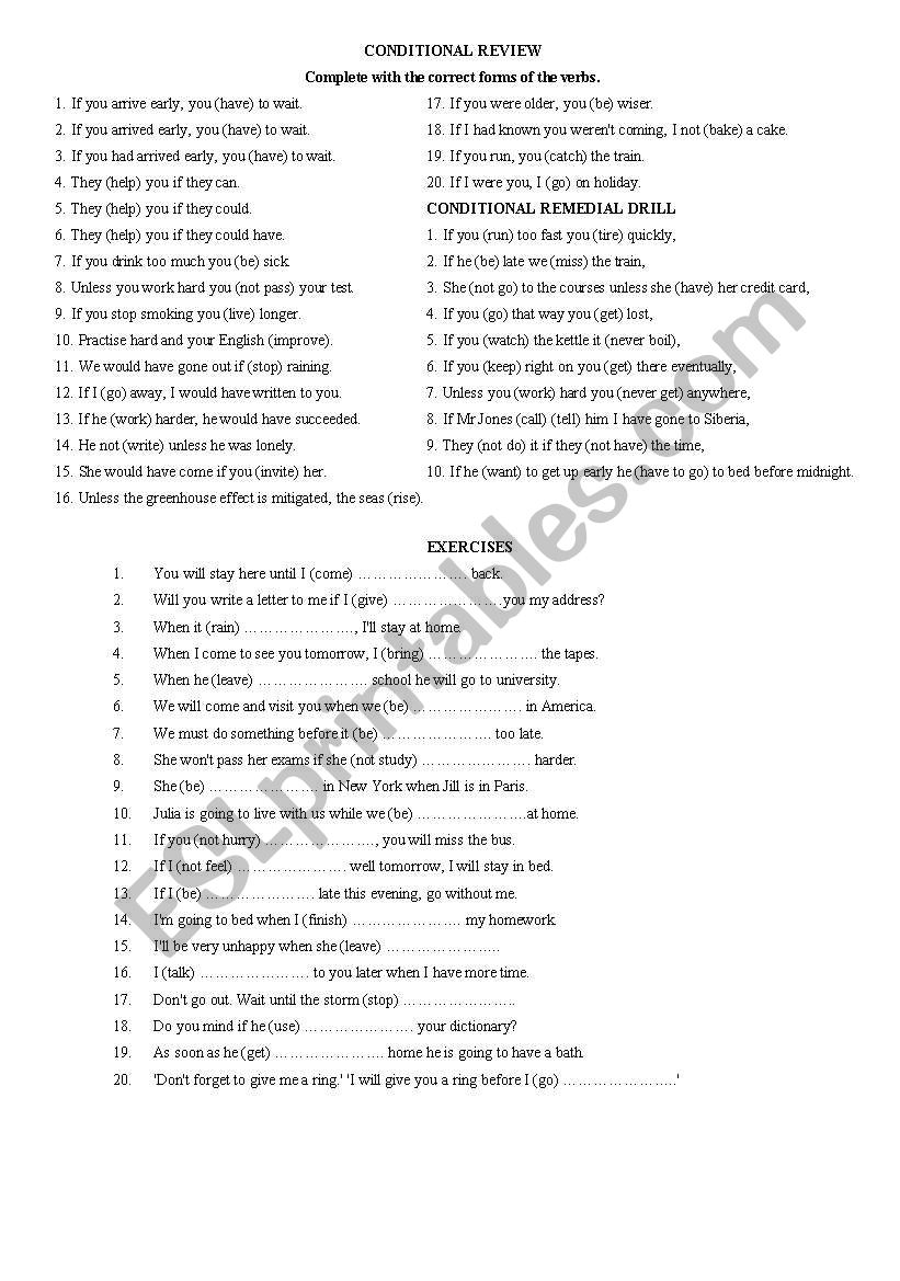 conditionals worksheet