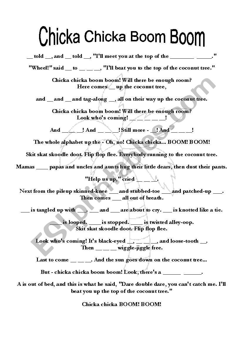 Chicka chicka boom boom:) worksheet