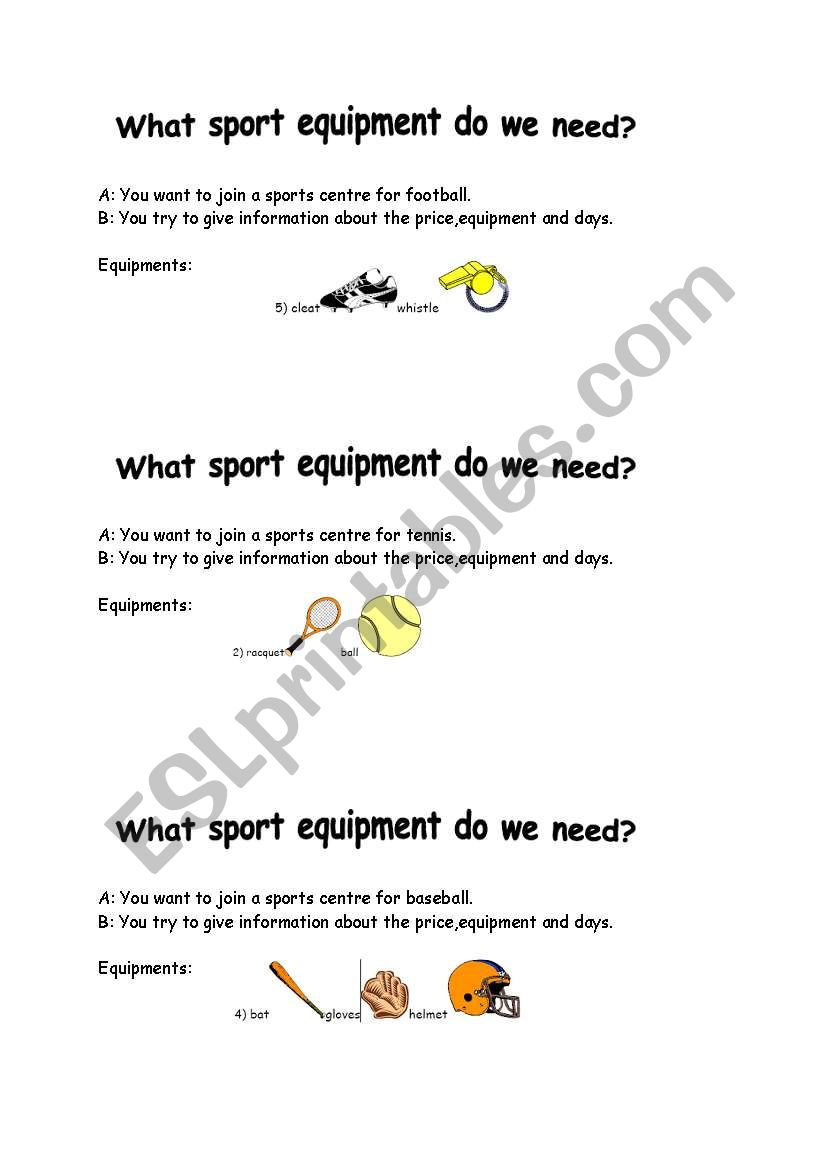 AT THE SPORTS CENTRE worksheet