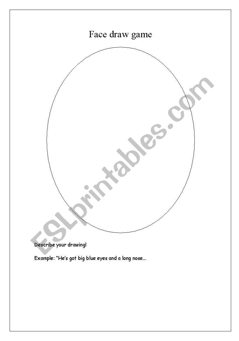 Face draw game worksheet