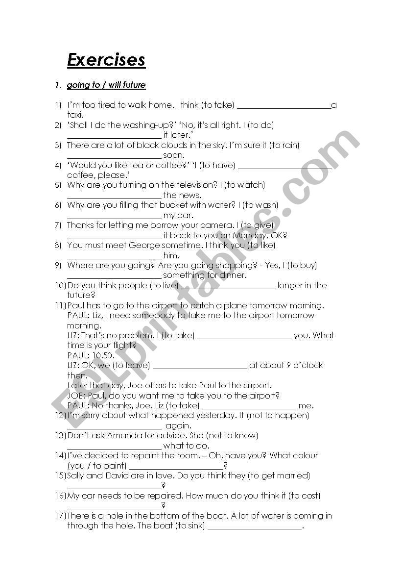 Mixed Tenses Exercises worksheet