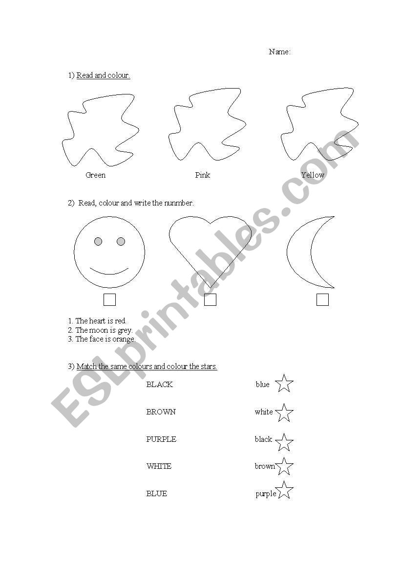 Coulors and Numbers worksheet