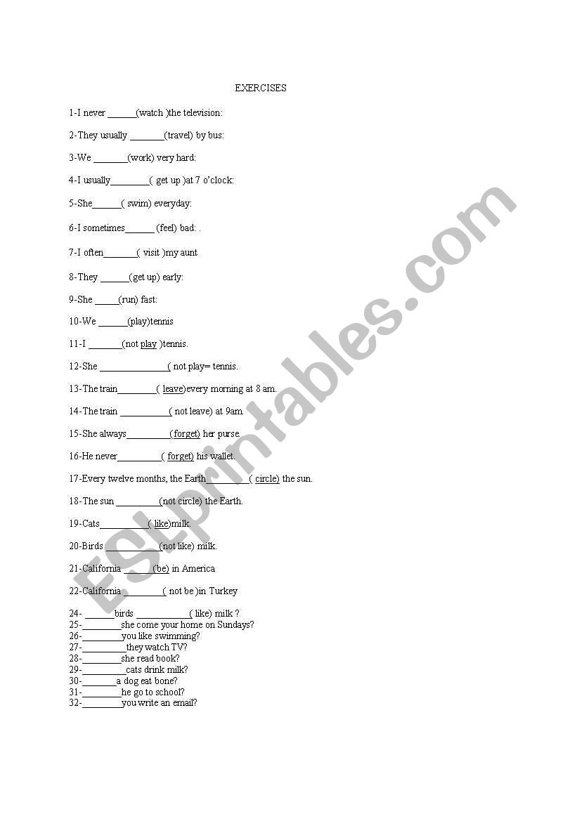 the simple present tense worksheet