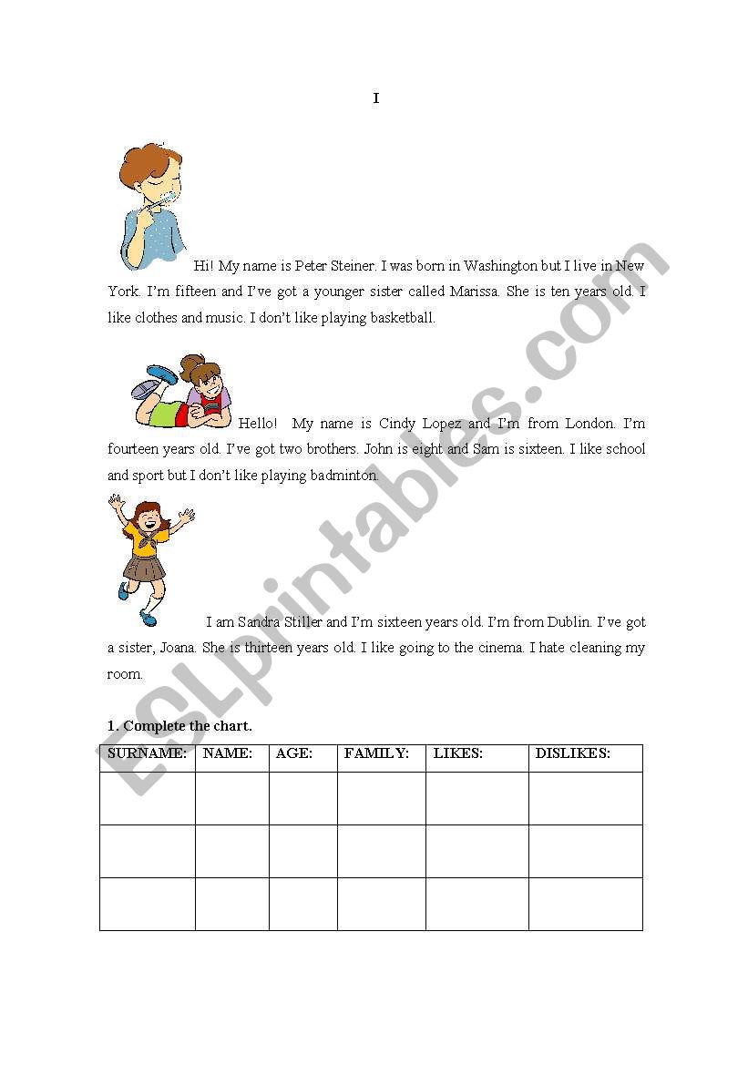 Personal Identification 1 worksheet