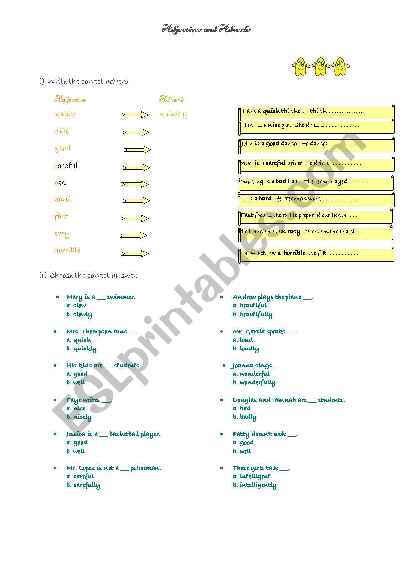 Adjectives and Adverbs worksheet