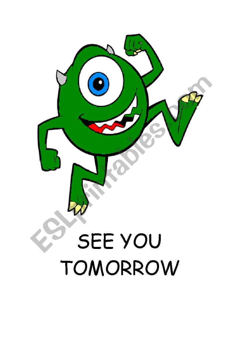 SEE YOU TOMORROW POSTER worksheet