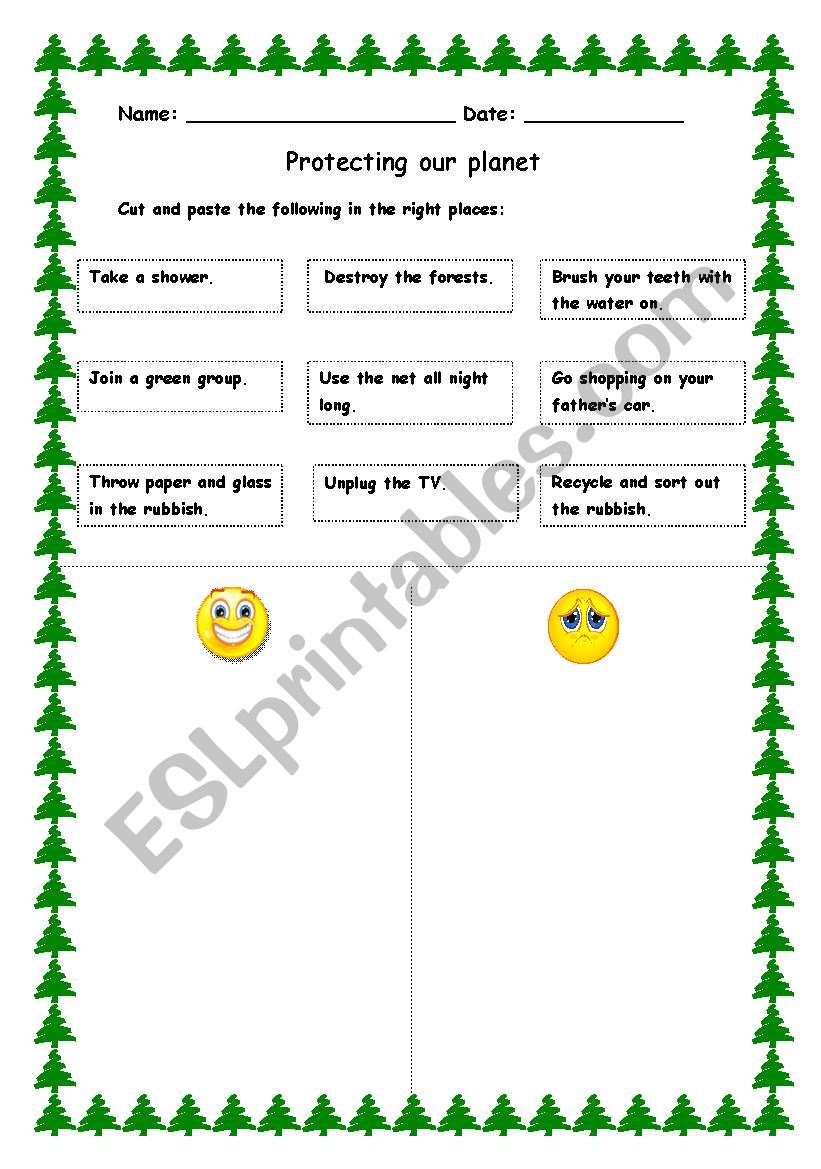 Protecting the environment worksheet