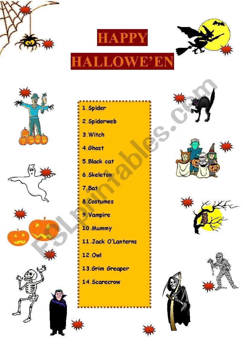 HAPPY HALLOWEEN - Matching Exercises