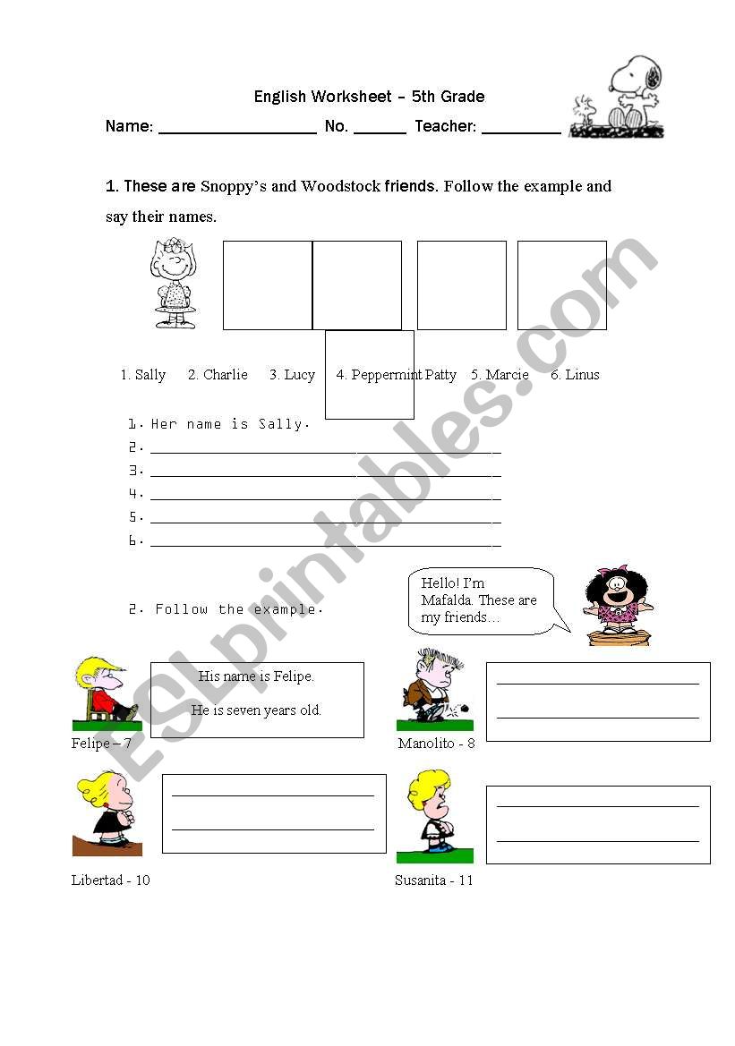 Name/ Age worksheet