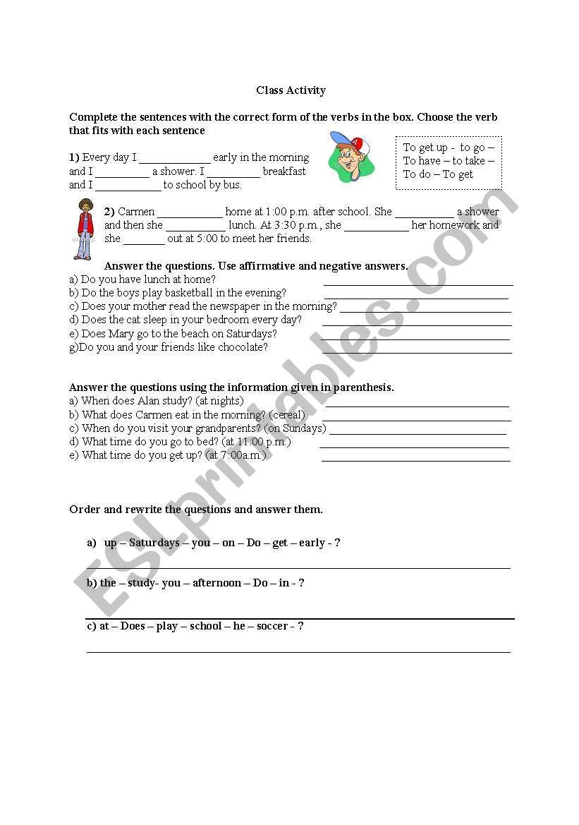 Present simple worksheet