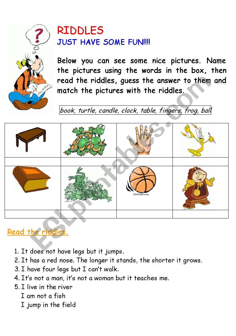 RIDDLES  worksheet