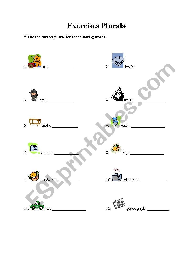 Exercises: plurals worksheet