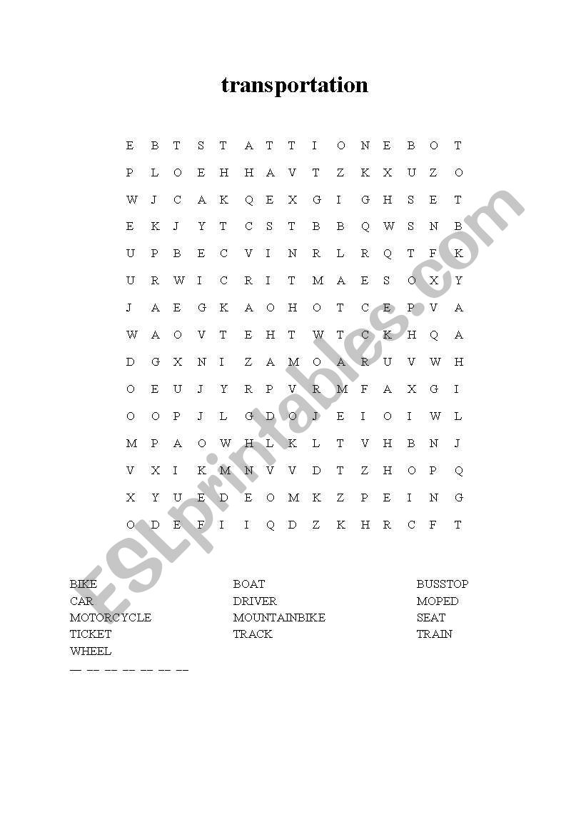 transportation puzzle worksheet