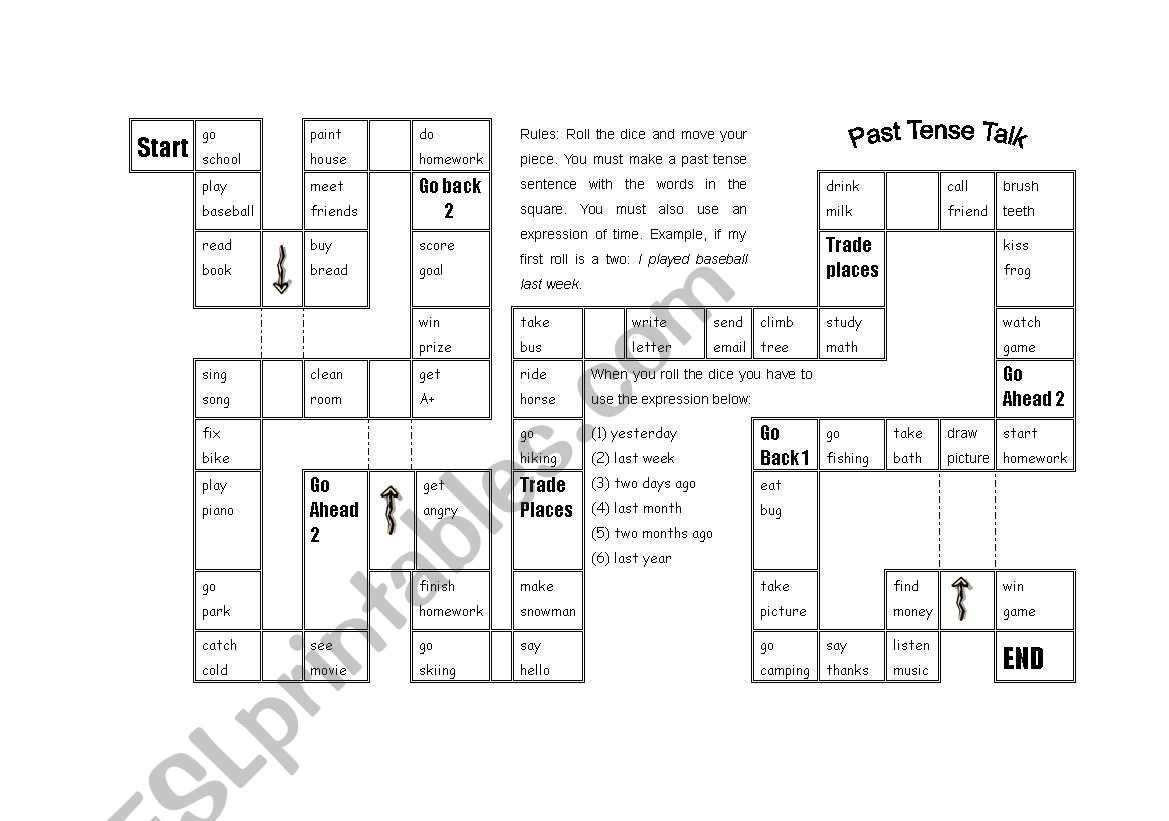 past tense talk worksheet