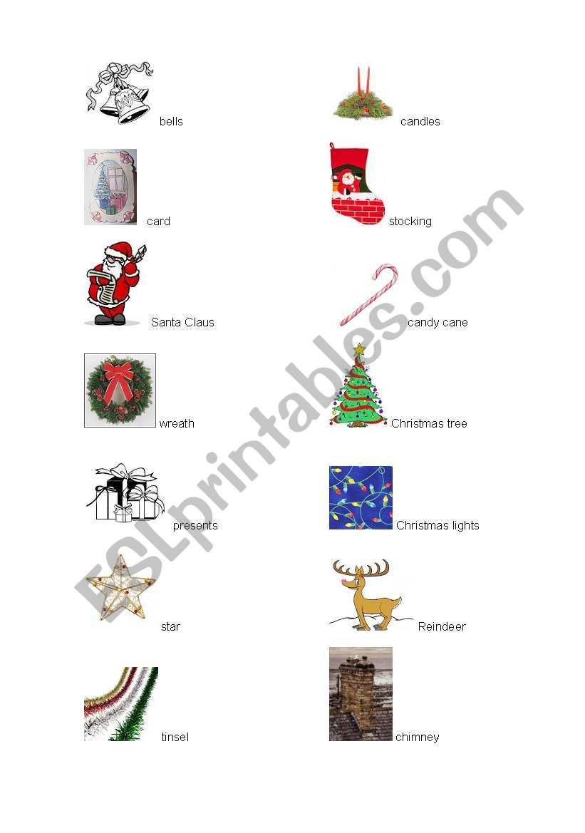 christmas vocabulary worksheet