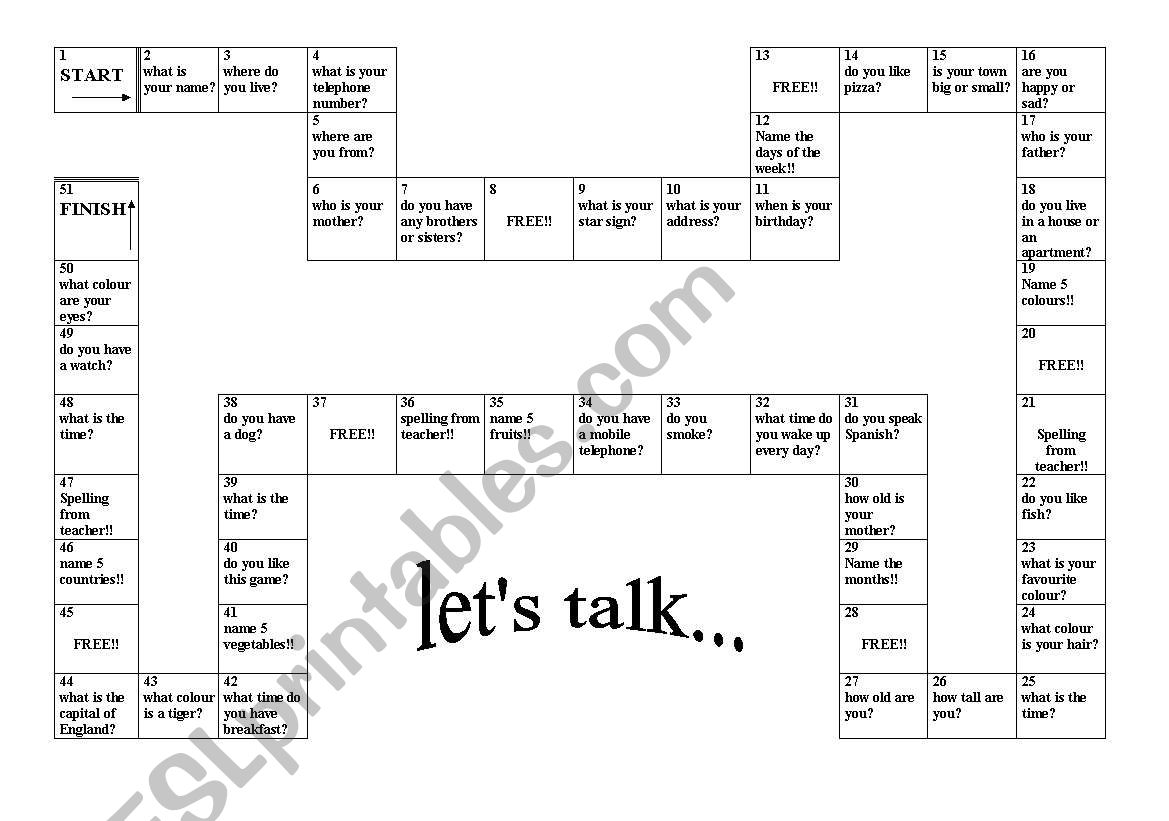 lets talk worksheet